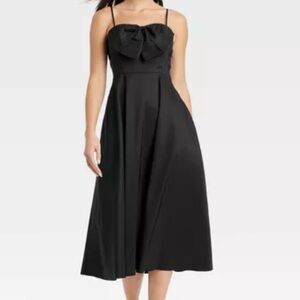 Target Black Bow-Front Midi Dress with Spaghetti Straps